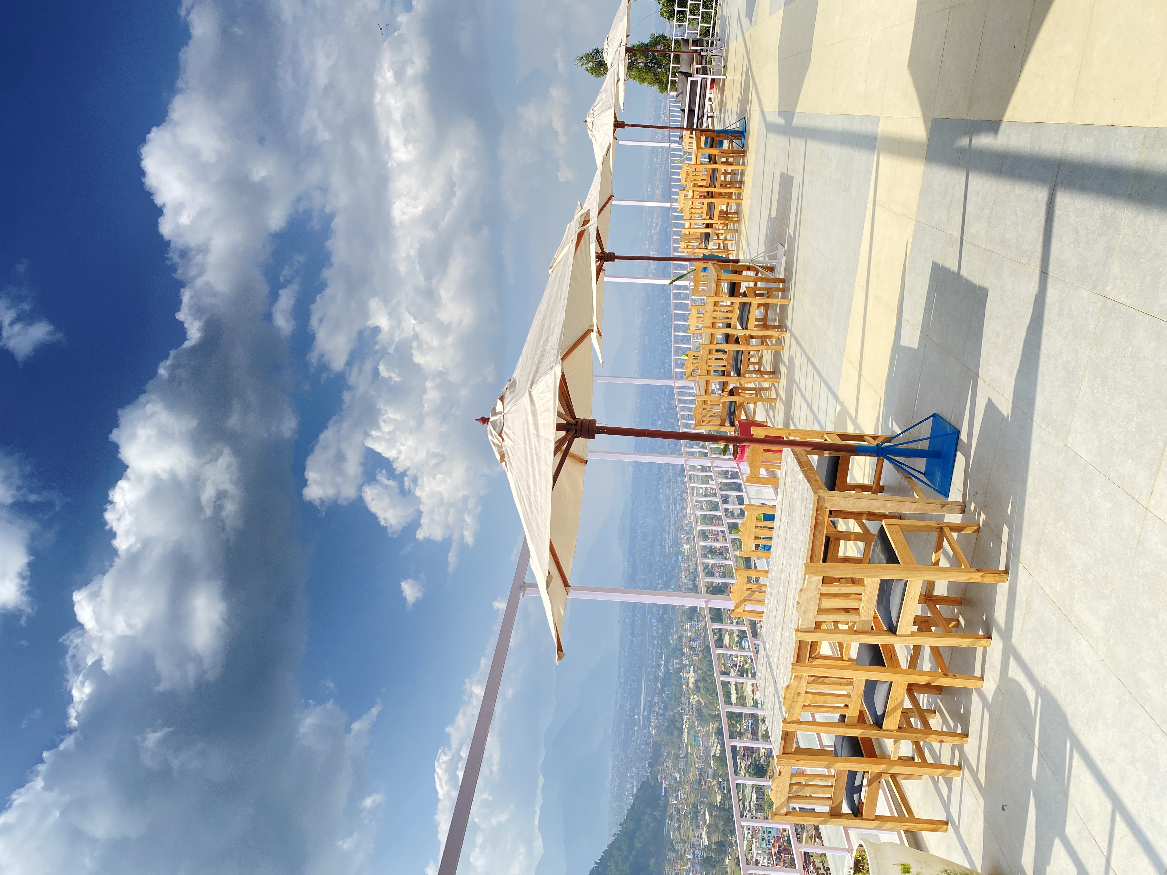 Hotel terrace with mountain view